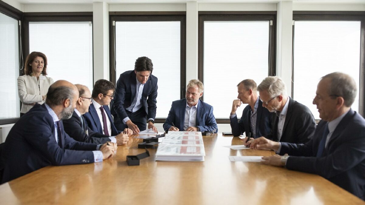 Blandt underskriverne var: Mikkel Hemmingsen, adm. direktør i Sund & Bælt, Henrik Vincentsen, adm. direktør i Femern, Rafael Pulido, CEO for både Cobra Instalaciones Y Servicios S.A. & Moncobra S.A., Antonio Pérez, CEO for både Sice S.A. & Sice Tecnologia Y Sistemas S.A. og Gonzalo Lasa, EMEAA Director for Sice S.A. Til stede var også den spanske ambassadør Maria Victoria González Román.
