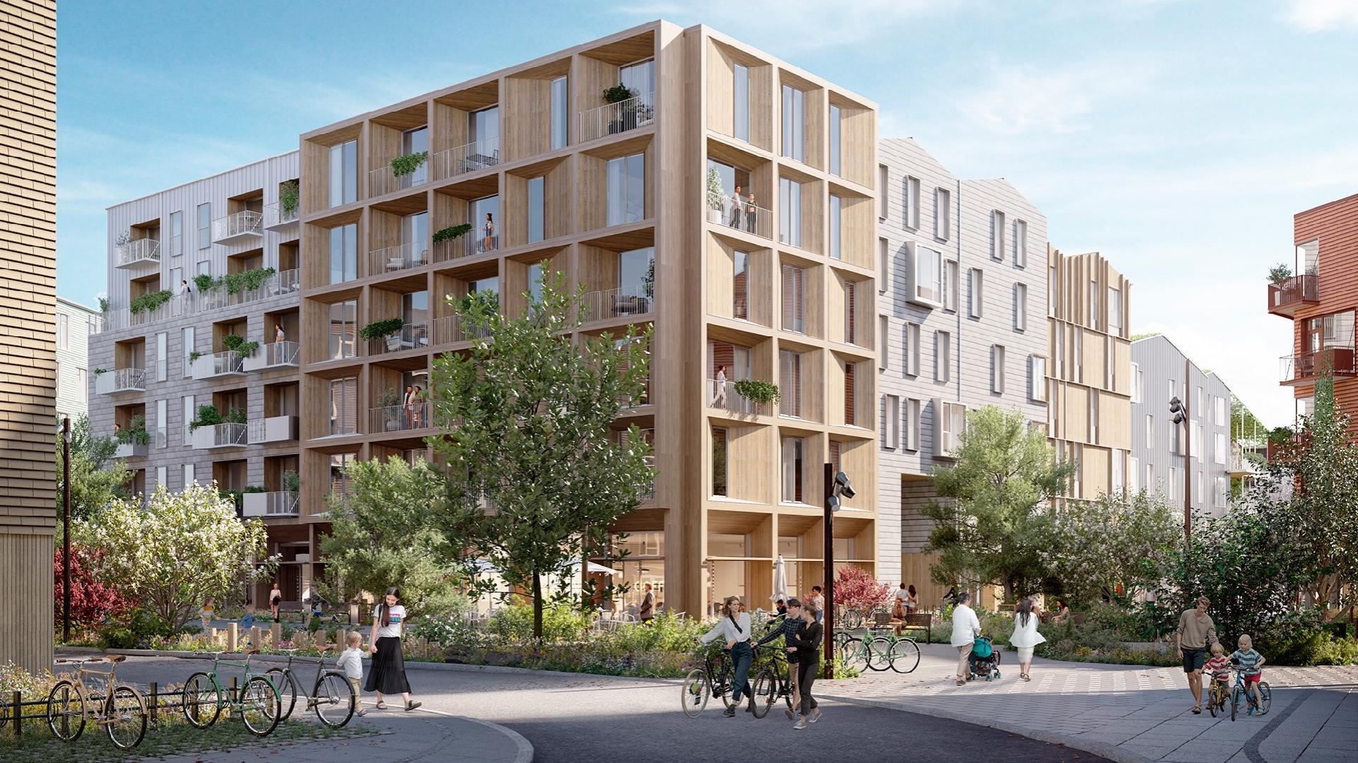 Boligerne får direkte adgang til den bynære natur på Amager Fælled og fordeler sig i tre separate nabolag med hver sit bytorv.