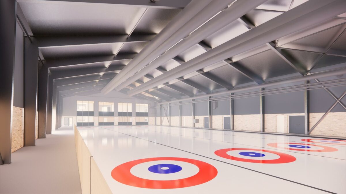 Fynske Søndersø får en ny attraktion for curlingfolket - Nordeuropas bedste curlinghal, som sammenbygges med den eksisterende Søndersø Hallen. Fotos: Creo Arkitekter.