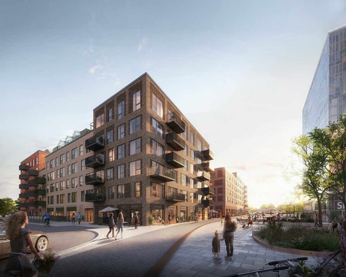IrmaByen i Rødovre (visualisering), der er under opførelse, er ligesom på Rovsingsgade et Living By Alfa-projekt.