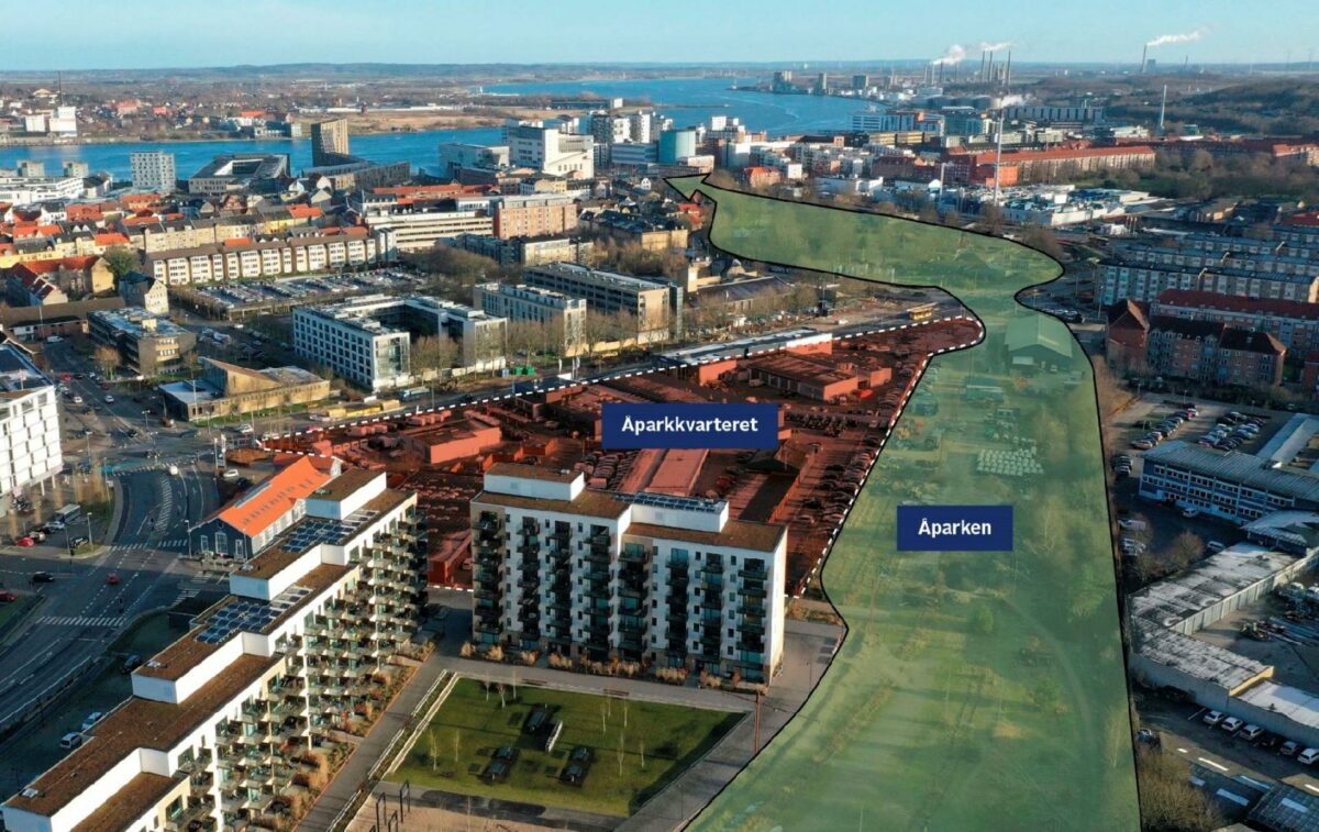 Åparkkvarteret kan ud fra den gældende kommuneplan bebygges med boliger og erhverv med op til 38.000 m2 etageareal.