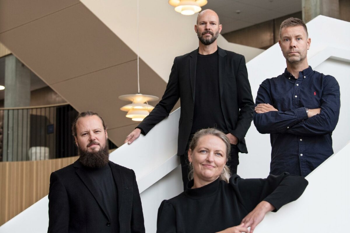 De fire partnere hos Ginnerup Arkitekter: Fra venstre: Martin Schack, Trine Mouritsen, Jens Erik Rasmussen og Janus Mouritsen. Foto: Ginnerup Arkitekter.