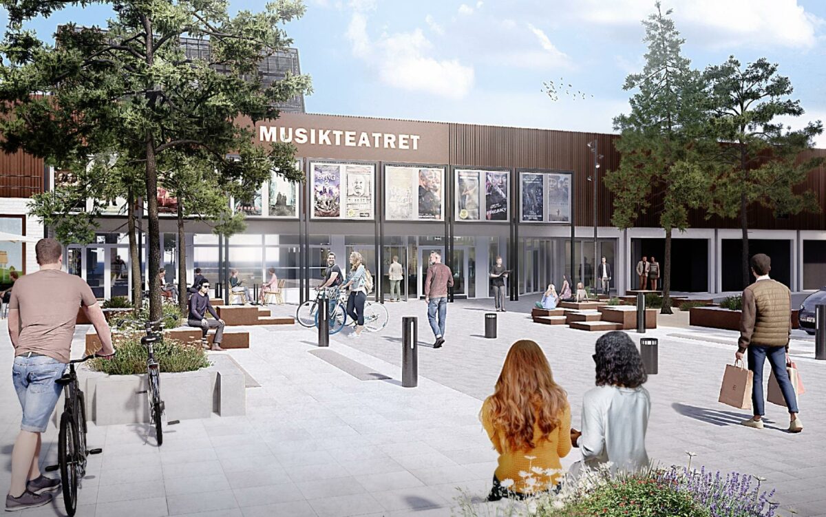 Målet med masterplanen for Albertslund Centrum er at skabe en bedre forbindelse mellem bymidtens mange kulturelle muligheder, de grønne områder og kommunens mange igangværende bolig- og byudviklingsprojekter. Visualisering: Urban Power