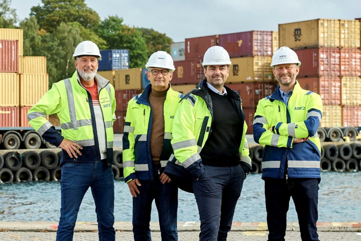 COO Morten Højrup, CEO i Taulov Dry Port Jesper Gemmer, CEO i ADP Rune D. Rasmussen og CFO Michael Overgaard Andersen.