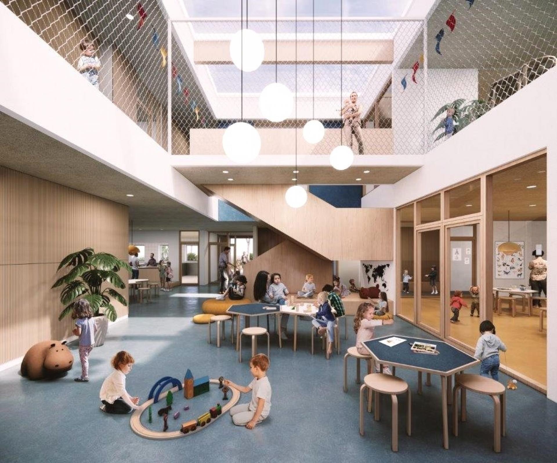 Der fokuseres bl.a. på optimal arealudnyttelse, multifunktionelle rum og landskabelig biodiversitet. Foto: Skala Architecture.
