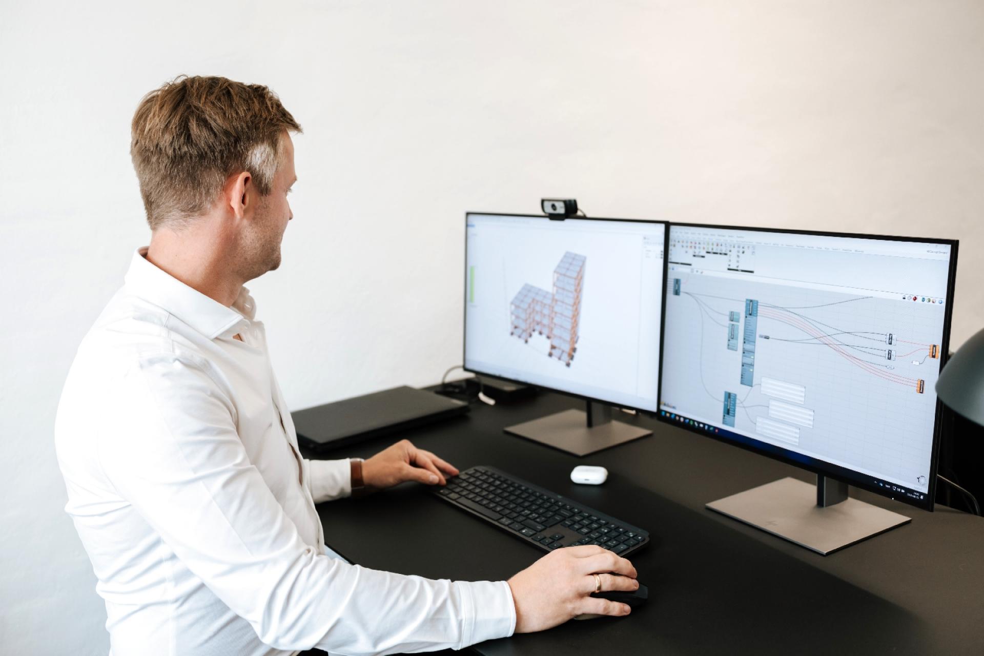 ABC Rådgivende Ingeniører har udviklet det digitale værktøj, ABConcept, hvor både arkitekter, entreprenører og bygherrer med få klik kan beregne og visualisere nye modeller og ændringer i et byggeprojekt. Foto: ABC Rådgivende Ingeniører.