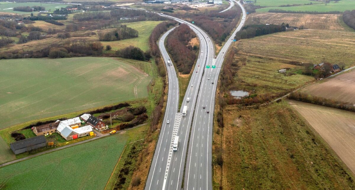 Første etape af motorvejsudvidelsen sættes nu i gang mellem  Aarhus S og motorvejskryds Aarhus Syd. Foto: Vejdirektoratet.