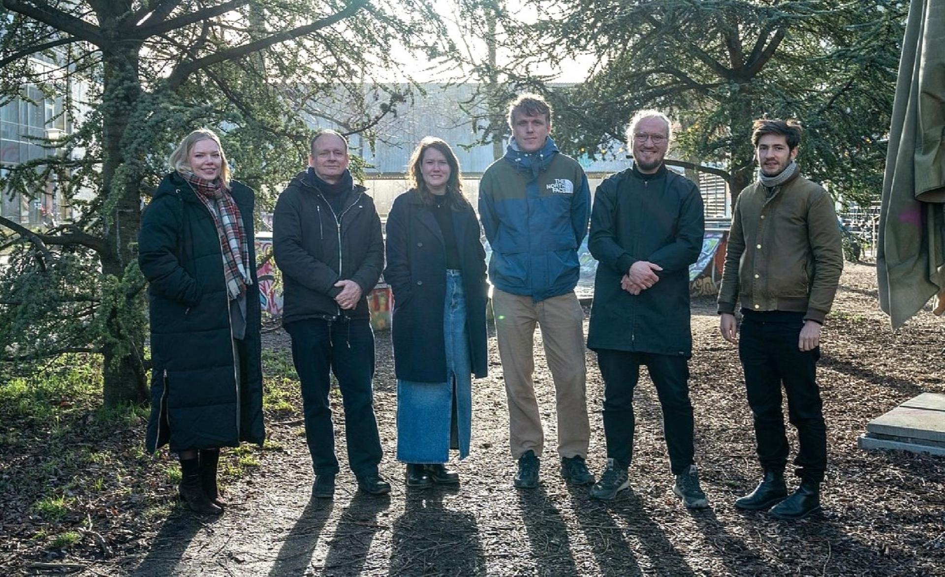 C.F. Møllers afdeling for Landscape & Urbanism i København. Fra venstre mod højre: Emilie K. Larsen, Søren Hell, Sofie W.L. Jensen, Pelle Juul Carlsen, Martin Hedevang og Luc Guralp. Foto: Peter Sikker Rasmussen.