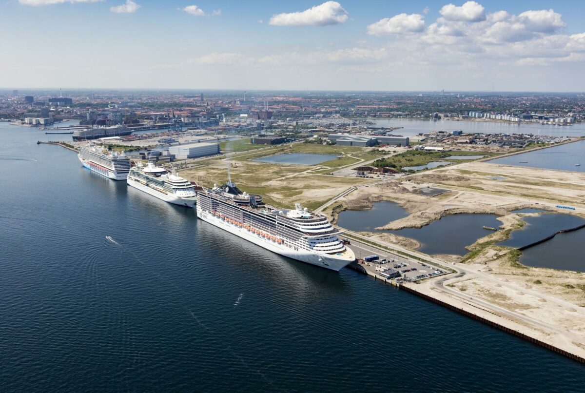 Pladsen på den kunstige kaj i Københavns Nordhavn skal omdistribueres, mener regeringen, som håber på både mere byudvikling og flere krydstogtturister i fremtiden. Foto: By & Havn.