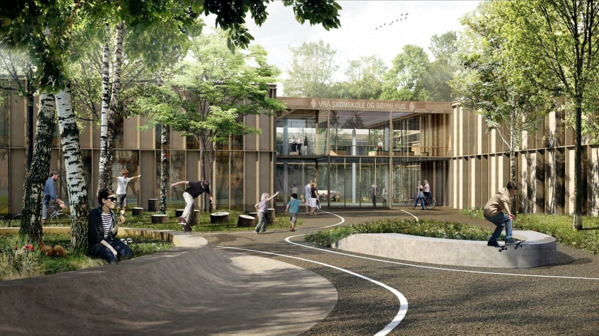 Skolen er placeret i det område, hvor by møder land. Pressefoto.