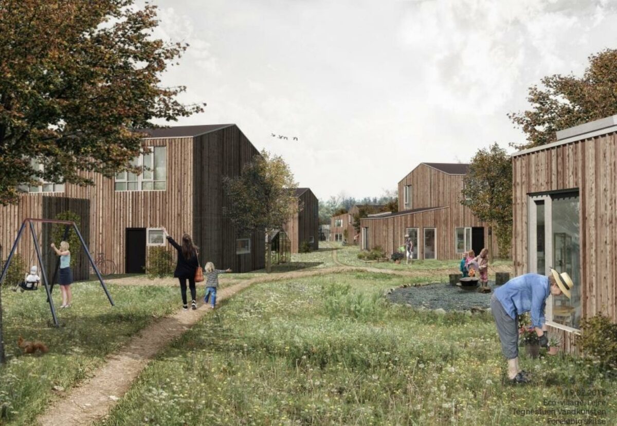 Eco Village i Lejre. Visualisering: Tegnestuen Vandkunsten.