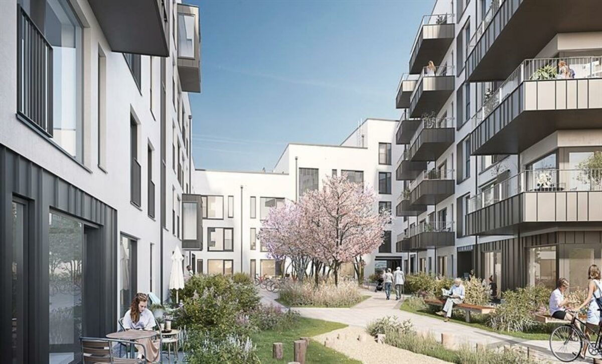Foreløbig visualisering af Enggaarden i Køge Kyst. Visualisering: Danielsen Architecure.