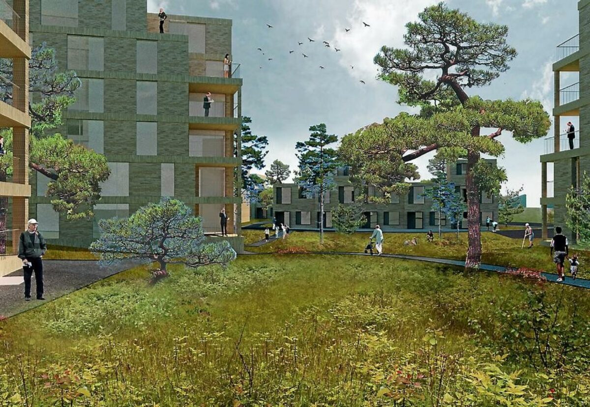 En gammel industrigrund i Espergærde kan komme til at se sådan ud, hvis det står til Overbyen Arkitekter. Illustration: Over Byen.