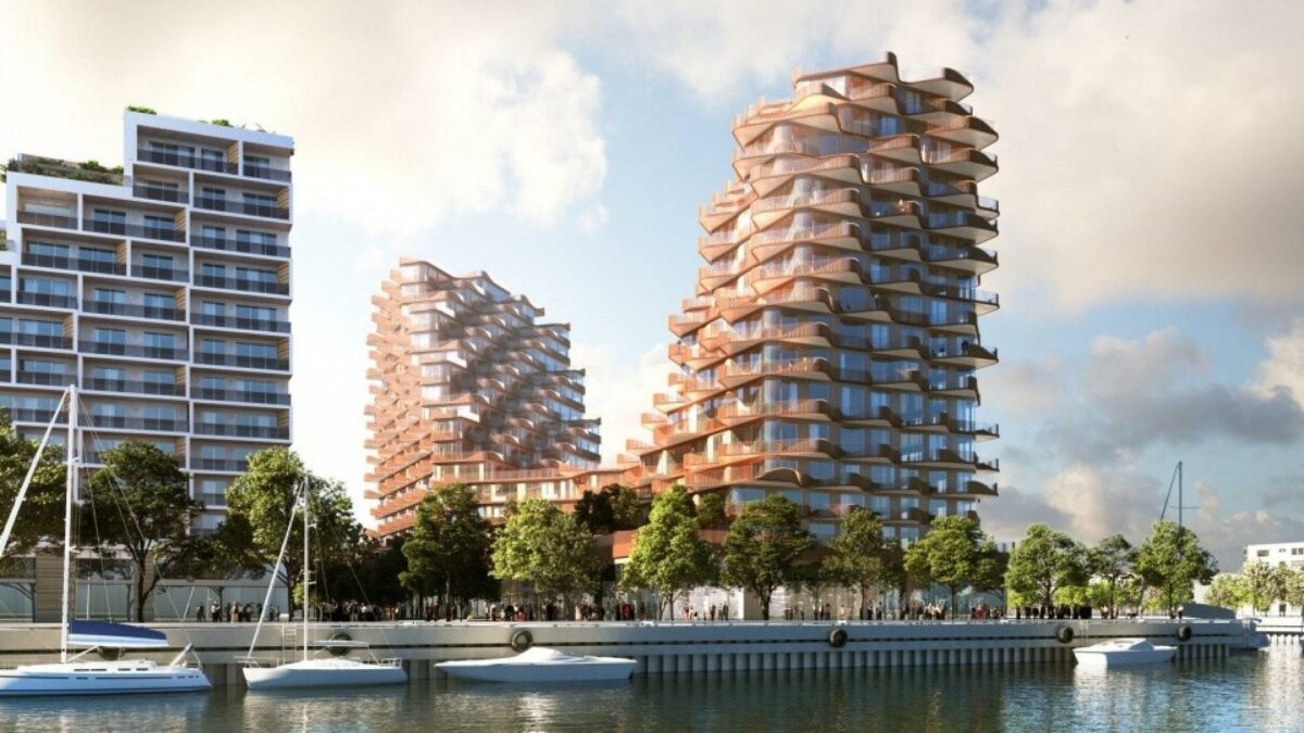 På visualiseringen ses Waves at Bayside, som 3XN vandt opgaven om at tegne i november sidste år. Visualisering: 3XN Arkitekter.