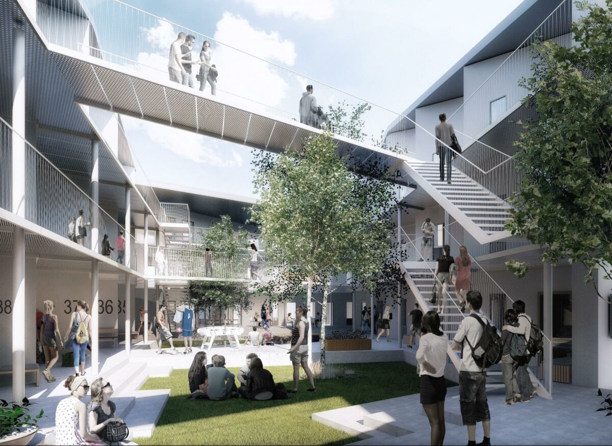 Det grønne gårdrum. Visualisering: Arkitektfirmaet Kjaer & Richter.