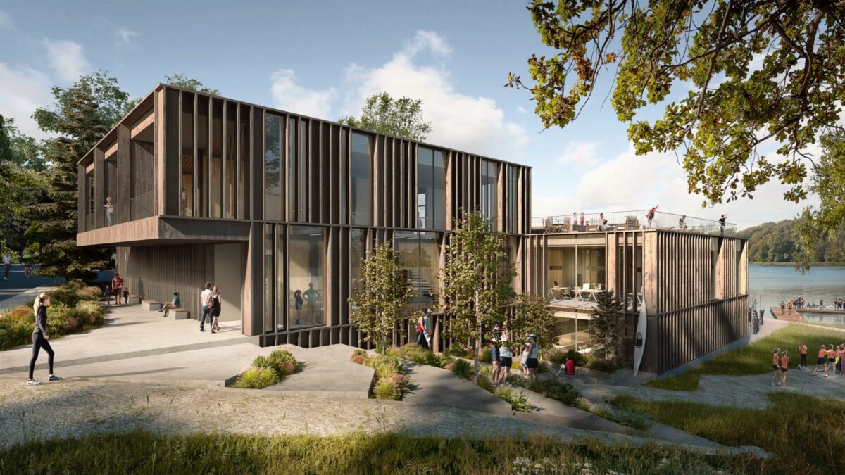 Danmarks Rostadion skal stå klar til VM i kano og kajak i 2021. Visualisering: AART Architects.