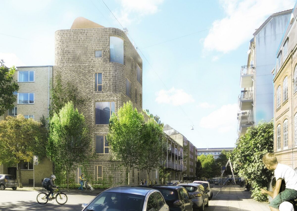 Adserballe & Knudsen etablerer ny klubbygning på 929 kvadratmeter. som skal integreres i skolens større bygningskompleks mellem Bülowsvej, Thorvaldsensvej og Rosenørns Allé. Visualisering: Primus Arkitekter.