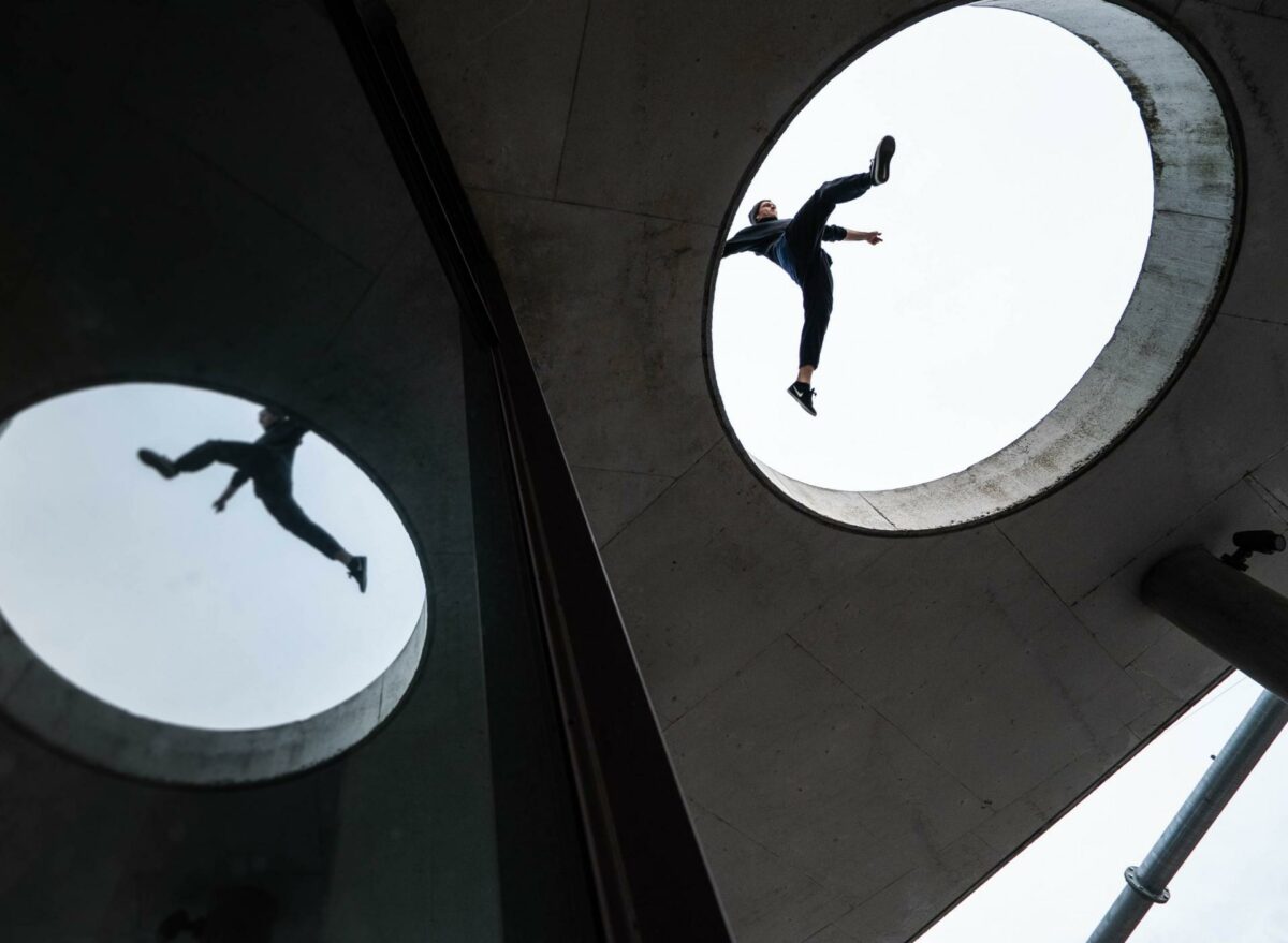 Den absolutte vinder i fotokonkurrencen #vielskerbeton. Parkour ved SEB i København. Foto: Bertram Bertelsen.