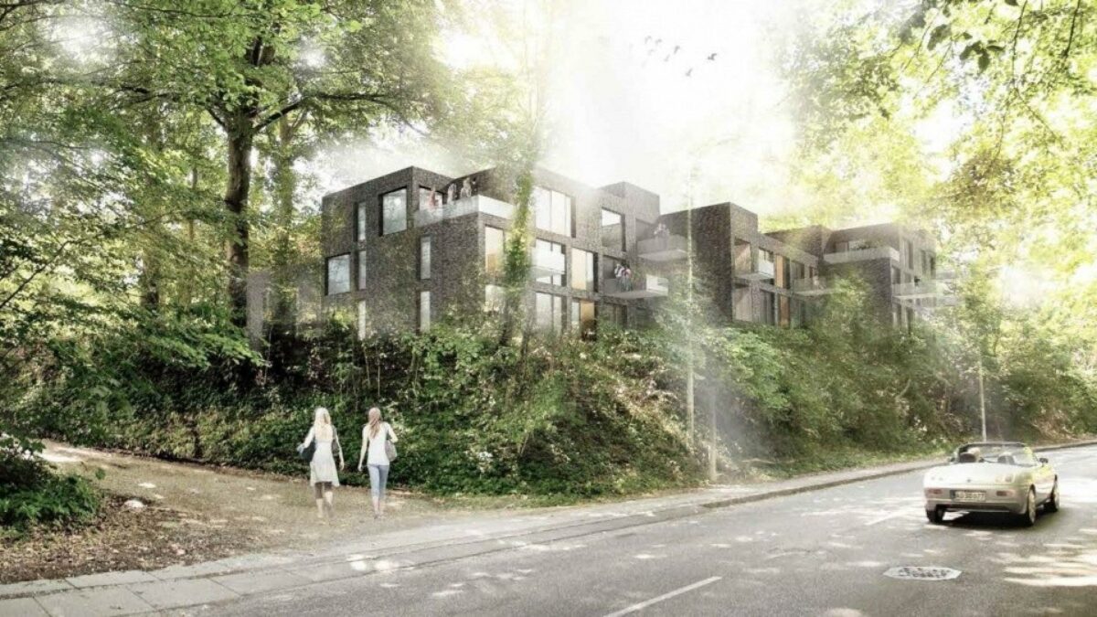 KPC vil opføre Bindesbøll Byen i et skønt naturområde. Men derfor er der stadig bevaringsværdige træer, der skal fælde. Visualisering: Arkitema.
