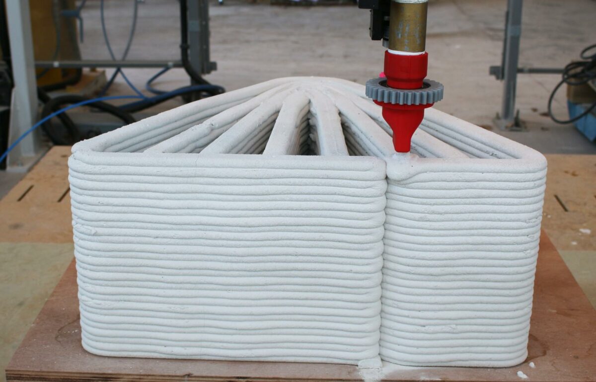 En forholdsvis ny teknologi, som også kan være med til at reducere betonaffald er 3D printet beton. Pressefoto.