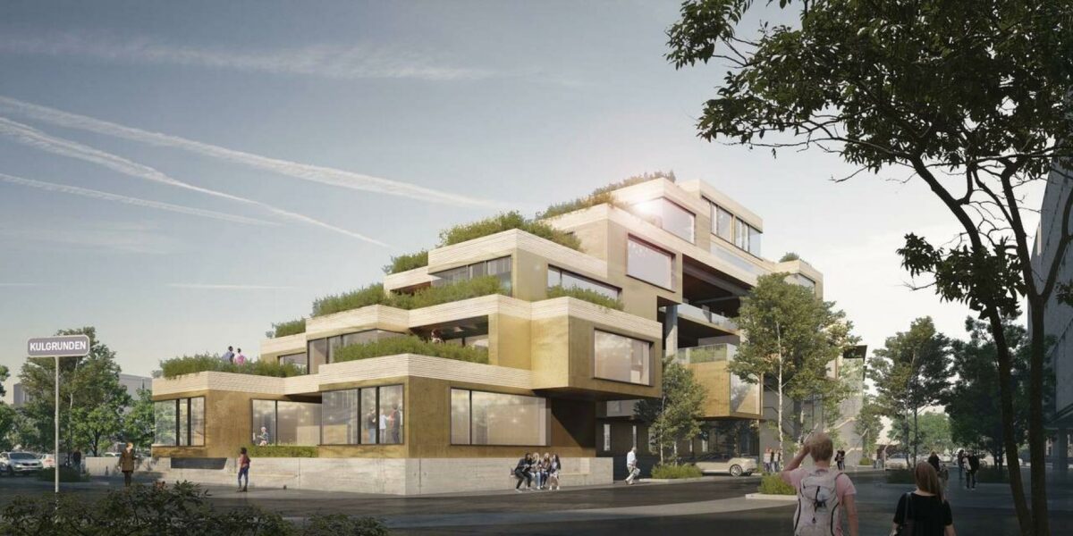 Michael Nissen, der er projektudvikler i Middelfart har fået tegnet disse bygninger til hans boligprojekt på kulgrunden. Illustration: Schmidt Hammer Lassen Architects.