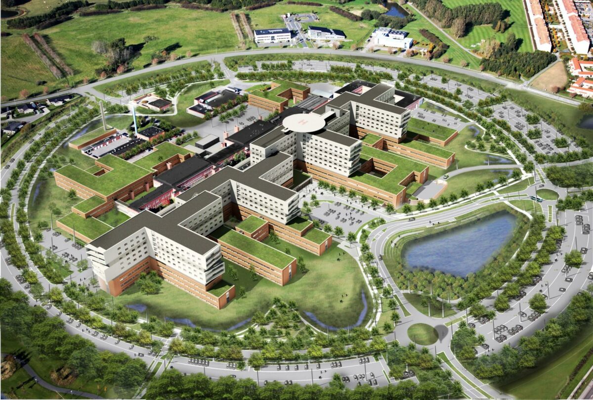 Universitetshospital Køge. Visualisering: C.F. Møller, Alectia og Rambøll.