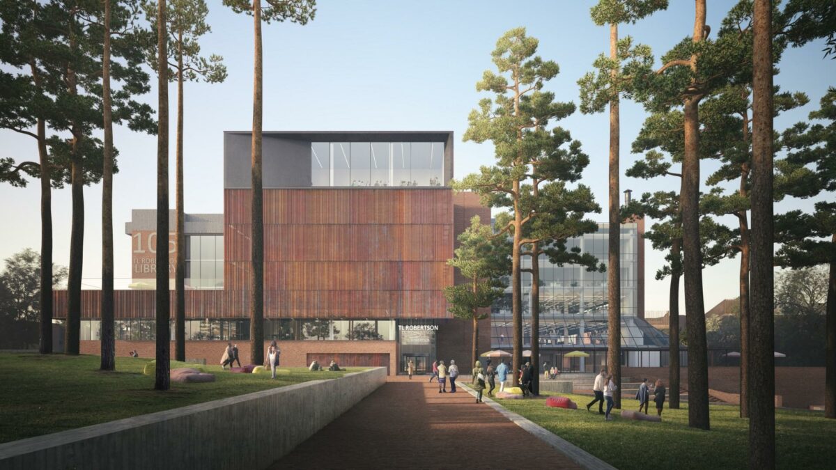 Schmidt Hammer Lassen skal omdanne det seks etager høje bibliotek i Perth til en mere åben og lys bygning. Visualisering: Schmidt Hammer Lassen Architects.