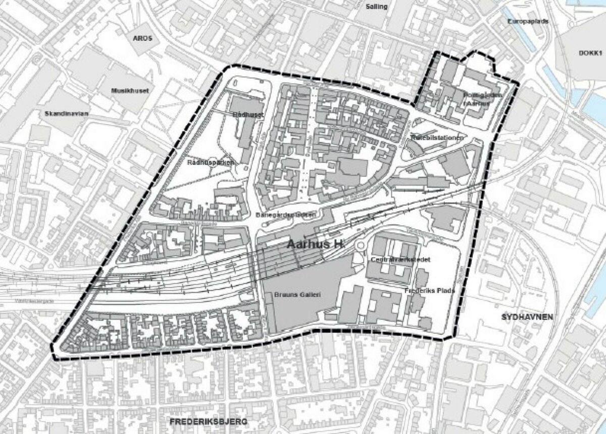 Kort over udviklingsområdet. Illustration: Aarhus Kommune.