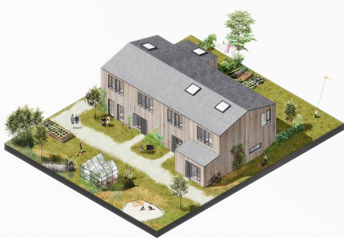 Skråningen i Lejre ved Roskilde er bare et af mange nye svanemærkede byggerier, som skyder op, og byder nye indbyggere velkommen i 2019. Pressebillede.