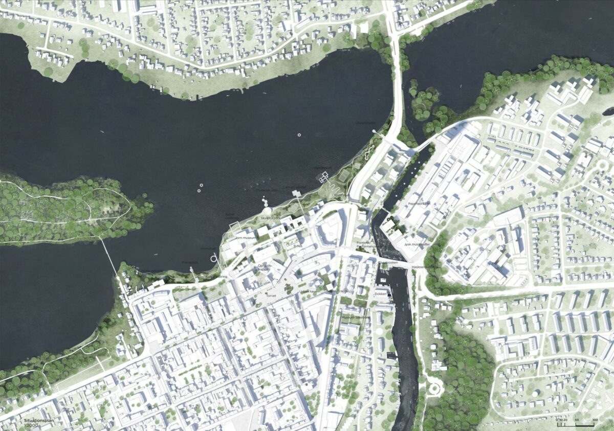 Silkeborg har fået en ny masterplan for udviklingen af bymidten de kommende år. Bag forslaget står Effekt og Realdania. Foto/Illustration: Effekt.