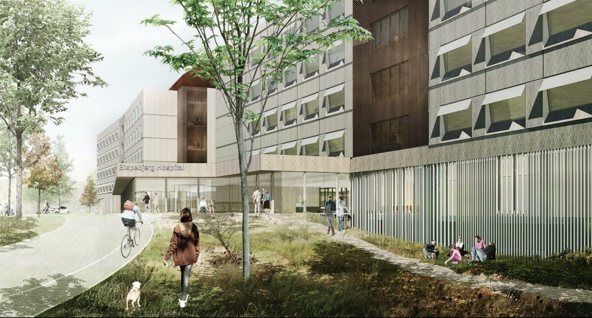 To italienske konsortier kæmper om at bygge Akuthuset i Nyt Hospital Bispebjerg. Visualisering: KHR Architecture, EYP Health, Arup.