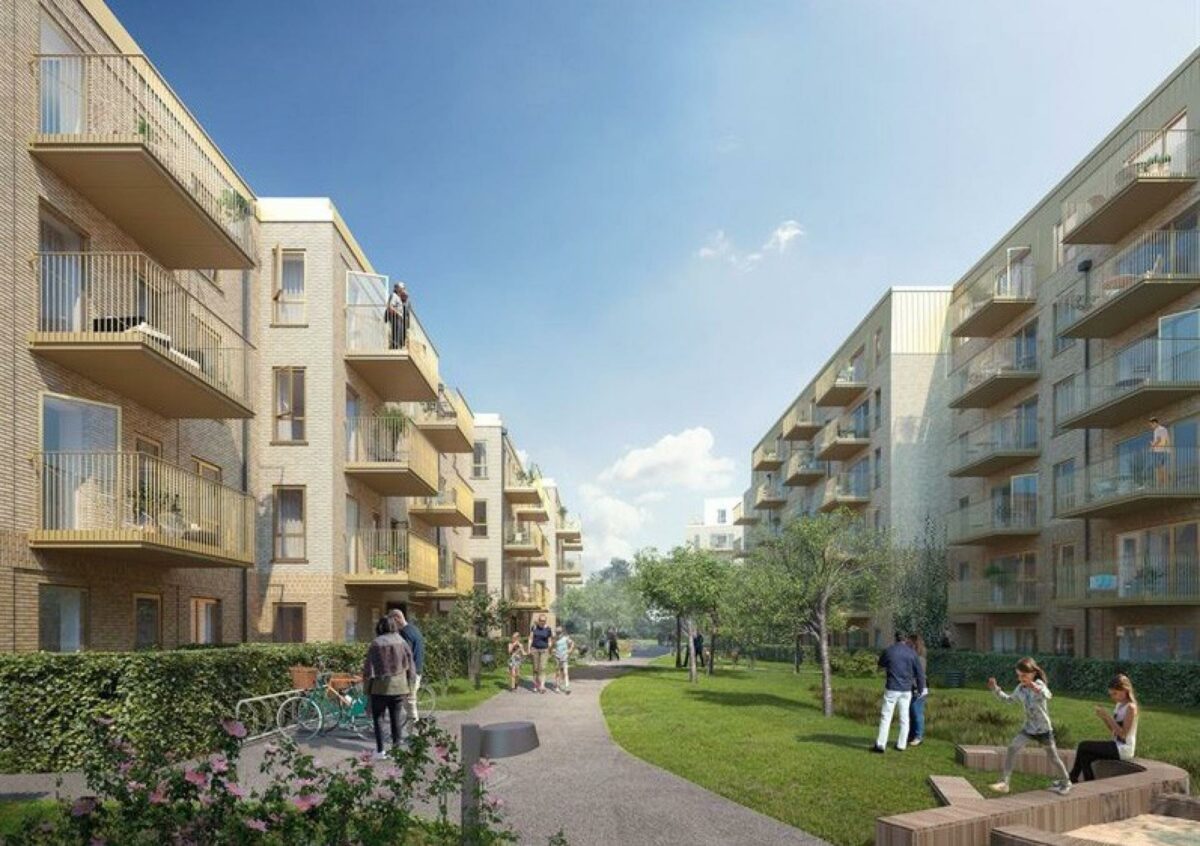 Trikotageparken på Østerbro blivet et lejlighedsprojekt med 153 boliger. Visualisering: Bonava.