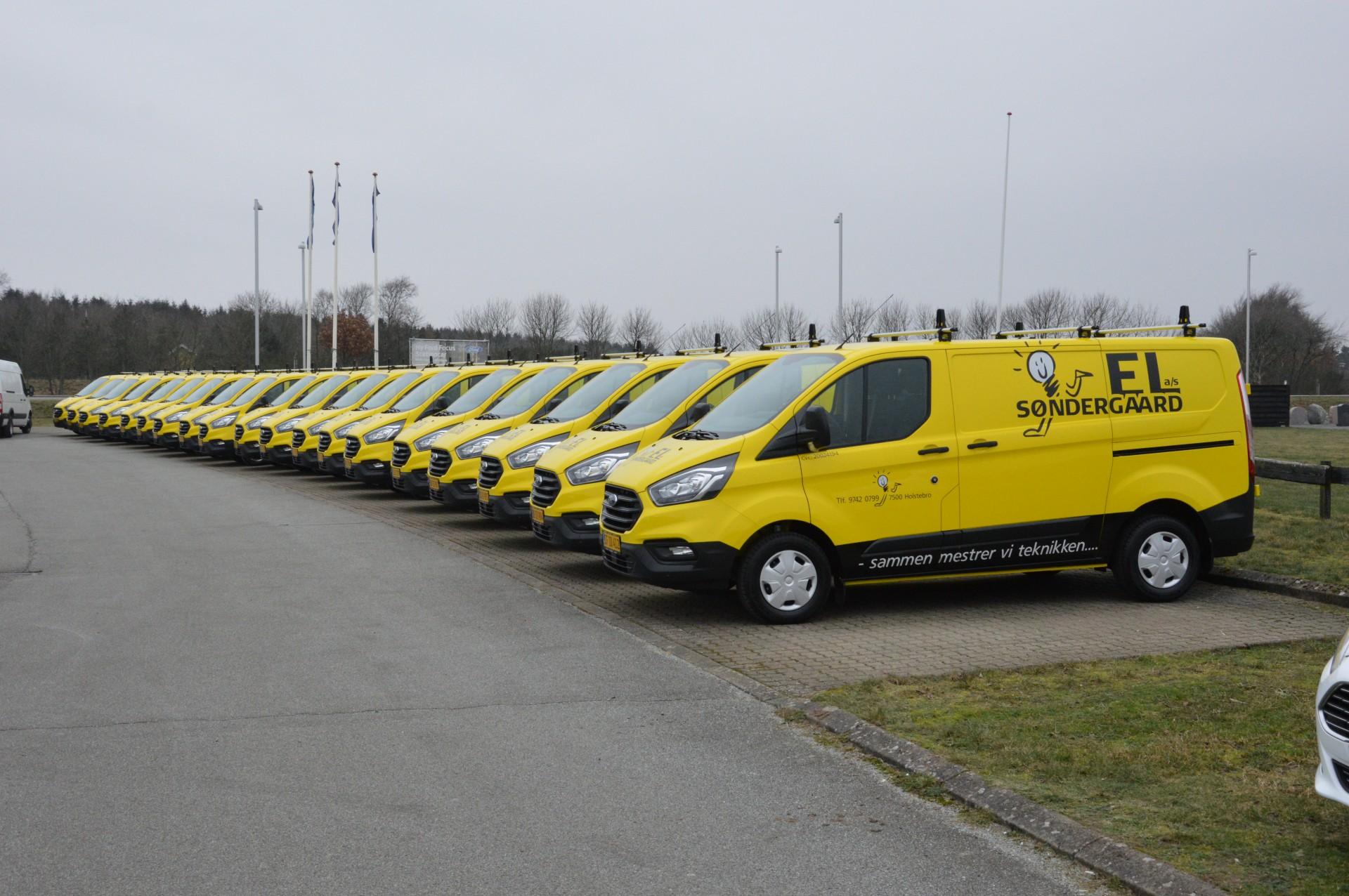 Ford Transit Custom er den foretrukne varebil - både i Europa, i Danmark og lokalt i Holstebro. Søndergaard El har netop investeret i 20 nye af slagsen. PR-foto