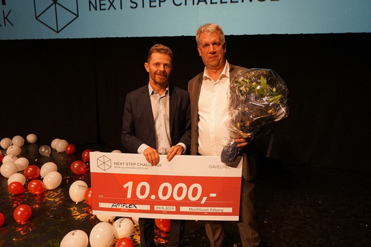 Det var et begejstret og taknemmeligt team fra den århusianske virksomhed Amplex, der blev hyldet til finalen i Scale-Up Denmark powered by Next Step Challenge.