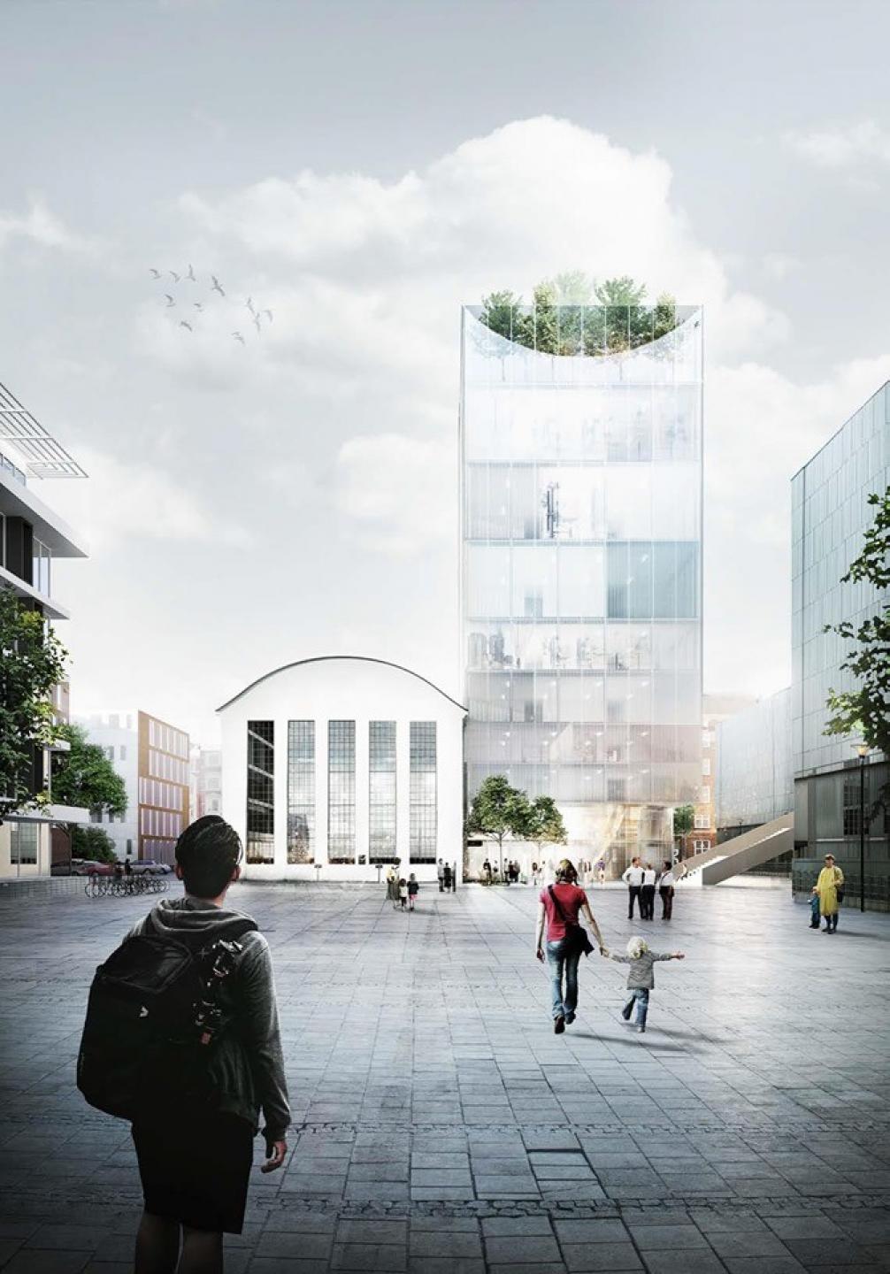 Sundhedstårnet kan stå klar i 2023. Skitse: Sleth Arkitekter.