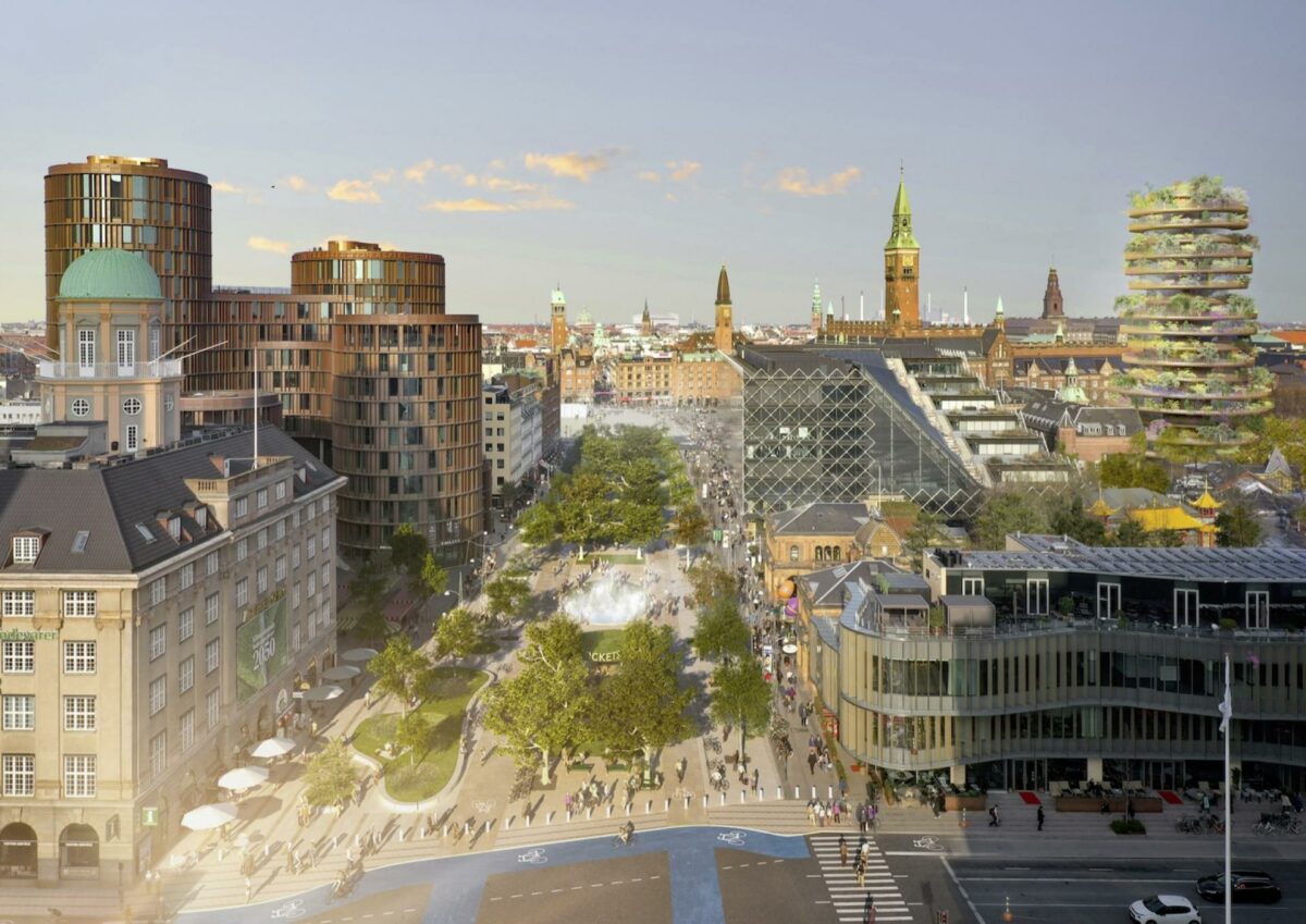 Byrumsarkitekterne fra Gehl mener, at det "virkede nærmest logisk" at omdanne Vesterbrogade til et grønt område. Visualisering: Gehl.