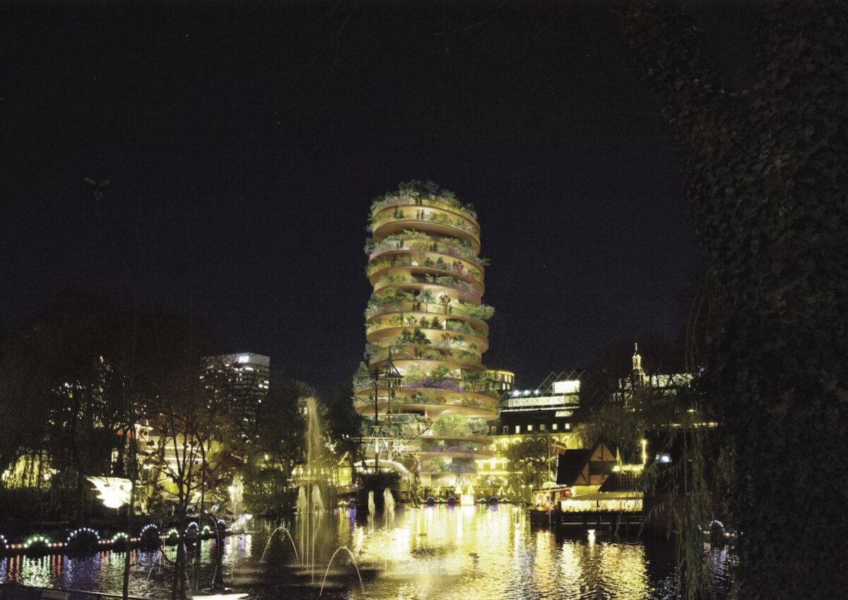 Det nye hotel skal efter planen være 18 etager højt. Visualisering. BIG.