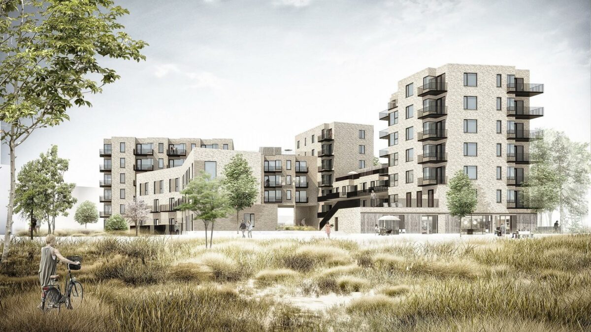 Resterne af det klinkbyggede skib blev fundet sidste år, da man gik i gang med etableringen af en P-kælder på projektet. Visualisering: Tegnestuen Vandkunsten.