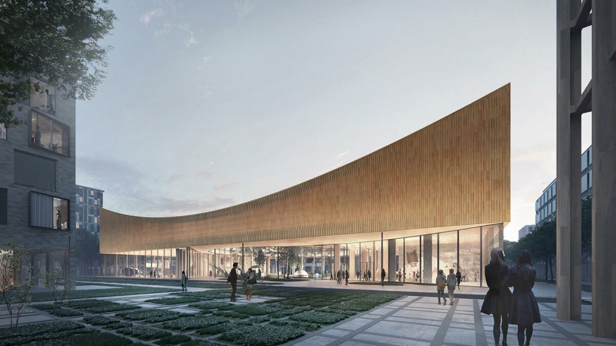 Taget på 1.600 kvadratmeter består af solceller, der genererer strøm nok til at dække hele museets energibehov. Visualisering: COBE.