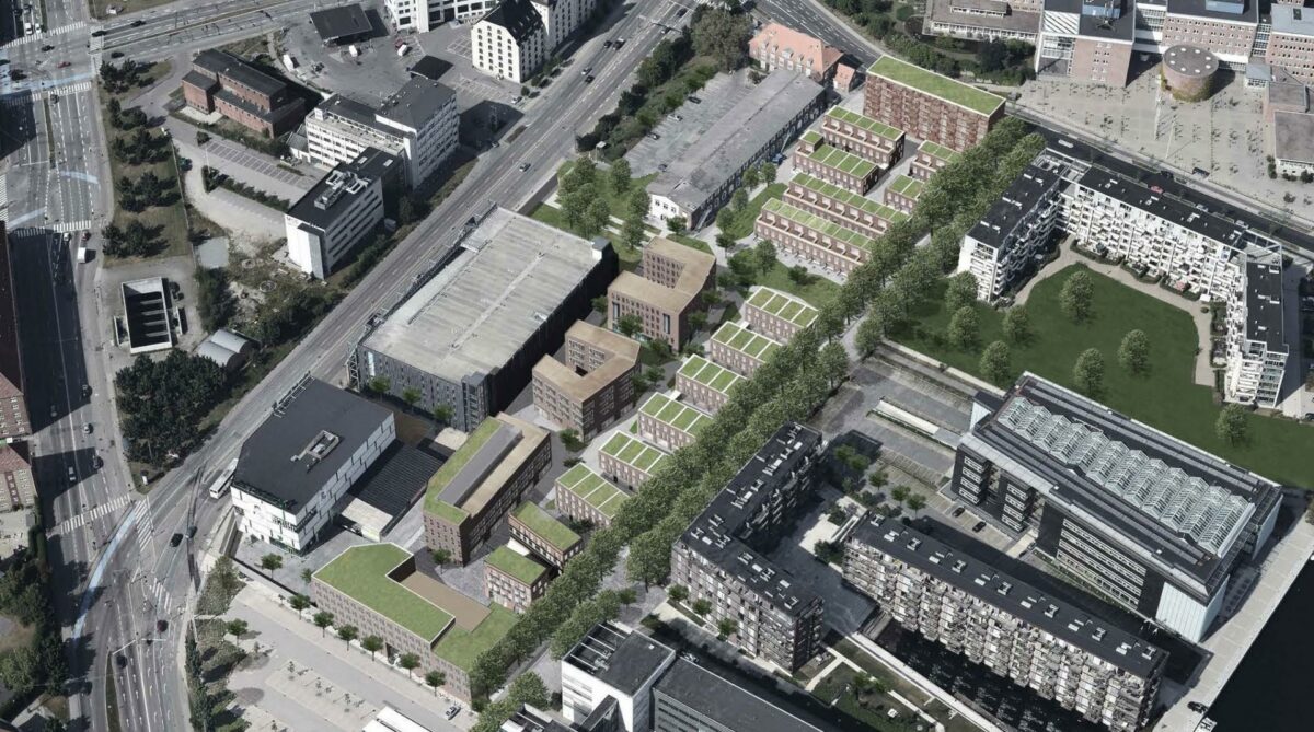A C Meyers Vænge i fugleperspektiv. Visualisering: Entasis.