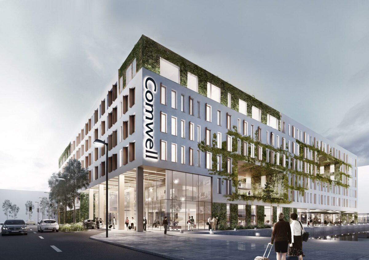 Hotellet bliver Comwells største. Visualisering: Arkitema Architects.