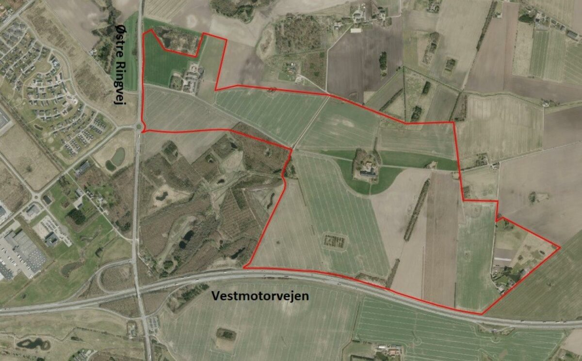 Business Park Ringsted har frit udsyn til Motorvej E20 og gode forbindelser i alle retninger. Pressebillede.