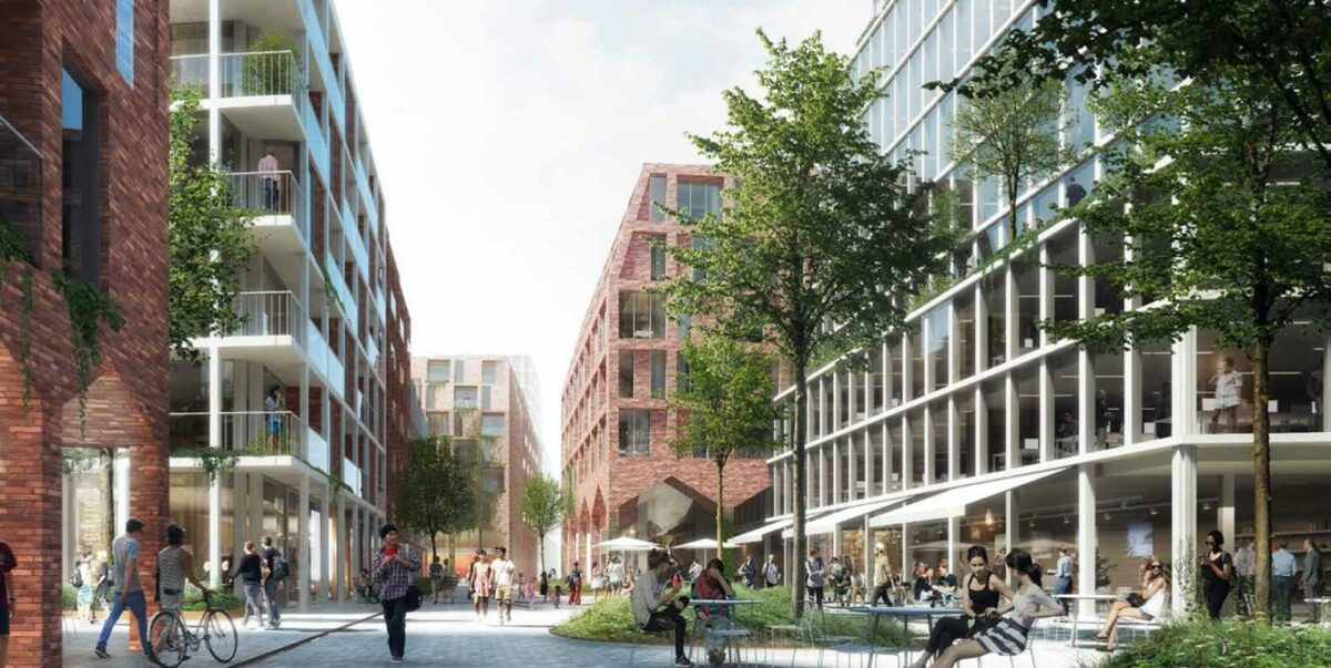 Det store ar i det centrale Aarhus skal gemmes væk under en ny bydel. Visualisering: C.F. Møller.