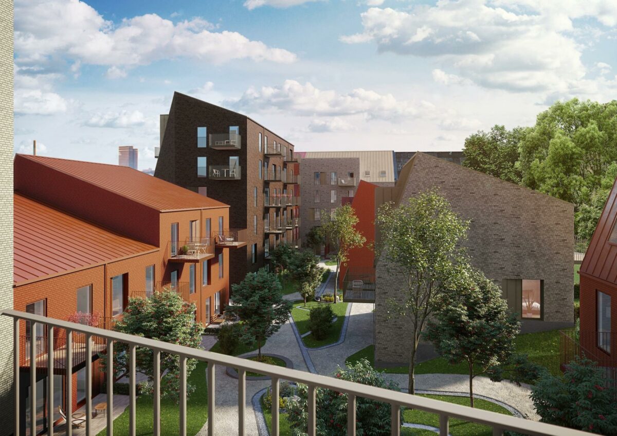 Projektet i Salholmsgade får 136 boliger fordelt på seks bygninger. Det er tegnet af Cebra og opføres i øjeblikket af Raundahl & Moesby.