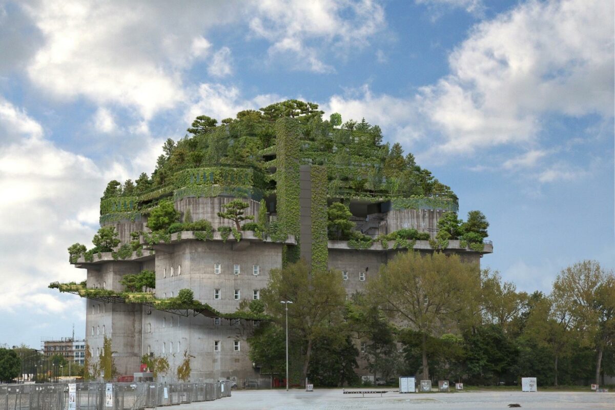 En gammel Nazi-bunker på St. Pauli i Hamborg får nu en ny funktion. Illustration: NH Hotel Group.