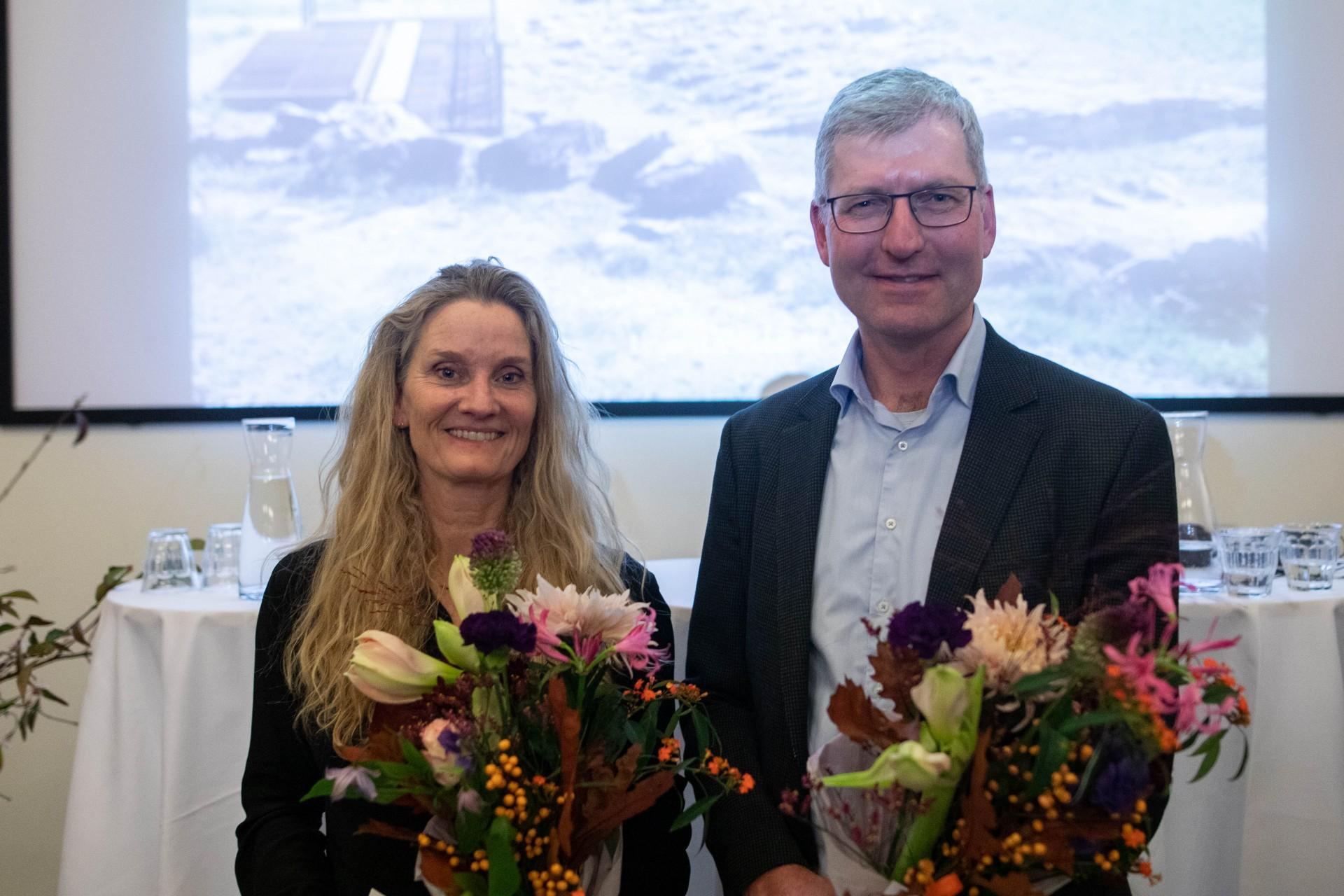 Marianne Levinsen fra Marianne Levinsen Landskab modtager hædrende omtale for Kickstart Tornhøj, og Torben Møbjerg fra GHB Landskabsarkitekter vinder Dansk Landskabspris 2019 for Christiansborg Områdesikring. Fotograf: Astrid Maria Busse Rasmussen.