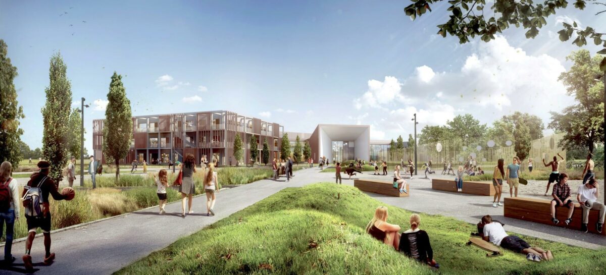 KPC står til at skulle opføre ny skole i Herning Kommune til 100 millioner kroner. Illustration: Årstiderne Arkitekter.