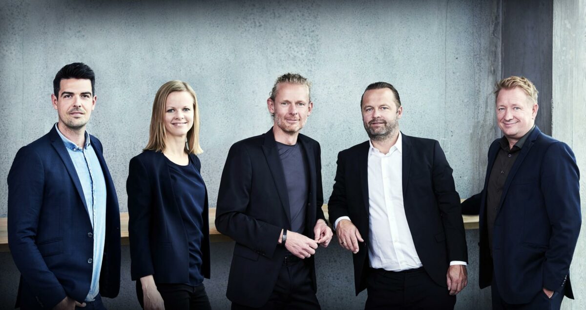 Partnerne i Aart er fra venstre: Mads Nygaard, Nanna Flintholm, Torben Skovbjerg Larsen, Anders Strange og Anders Tyrrestrup. Pressefoto.