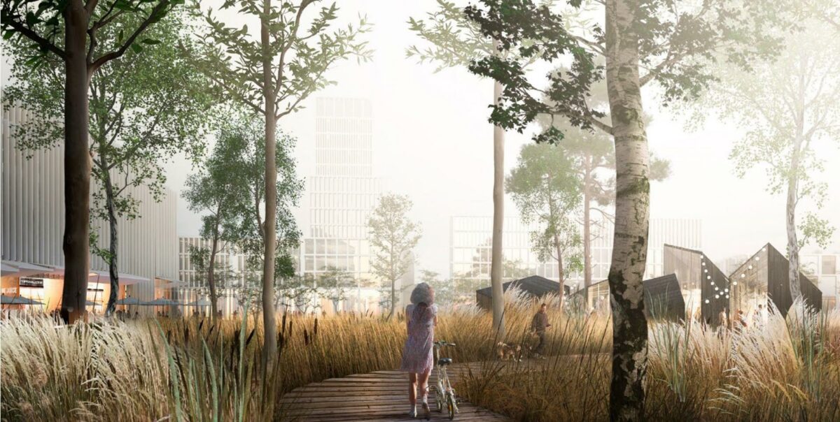 Ballerup Kommune og PensionDanmark vil udvikle by- og erhvervsområde med 10.000 nye arbejdspladser. Visualisering: WERK Arkitekter