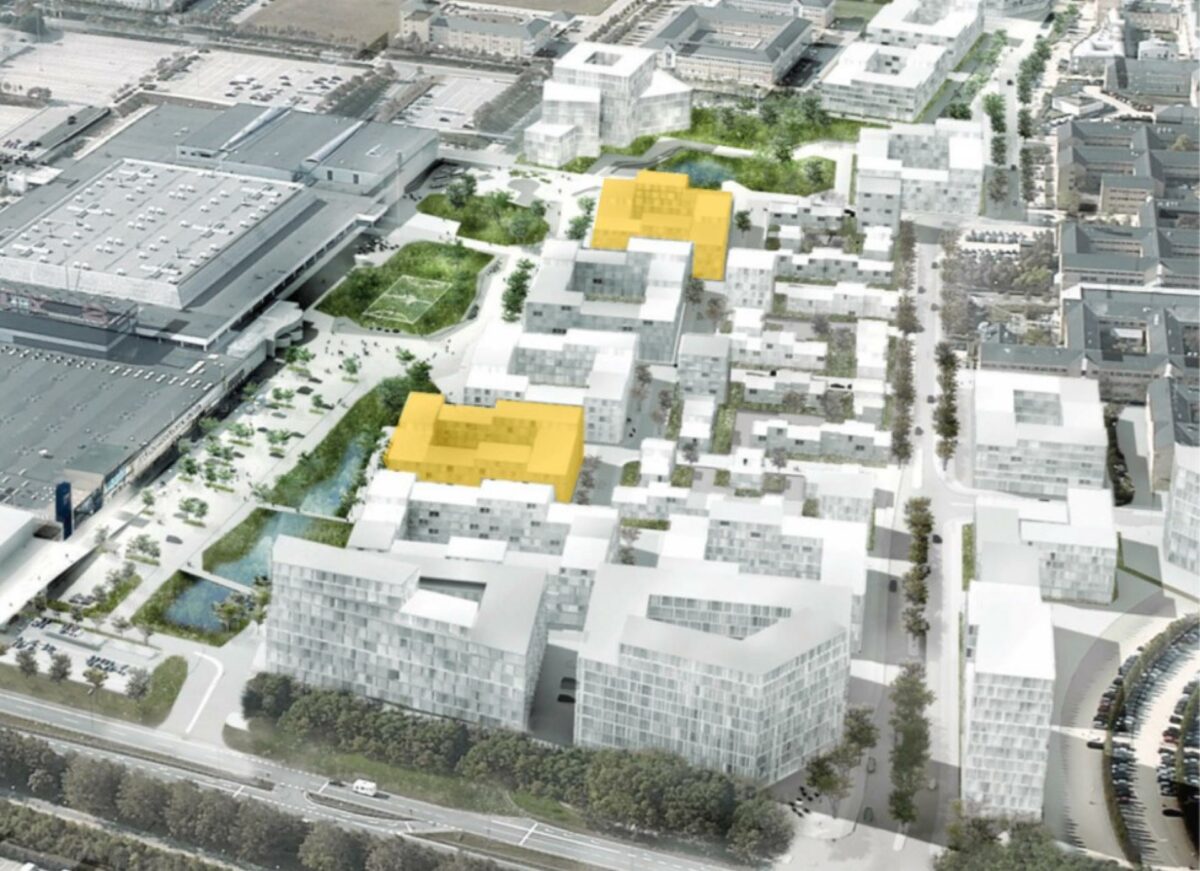 Ejendomsselskabet Balder har købt byggefelterne A10 og A17 i Høje Taastrup C. De har tilsammen en byggeret på 17.750 kvm. Visualisering: Balder.